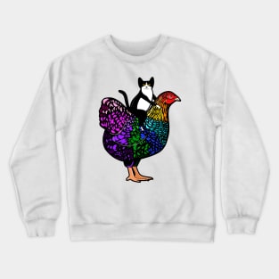 Rainbow Chicken Ride Crewneck Sweatshirt